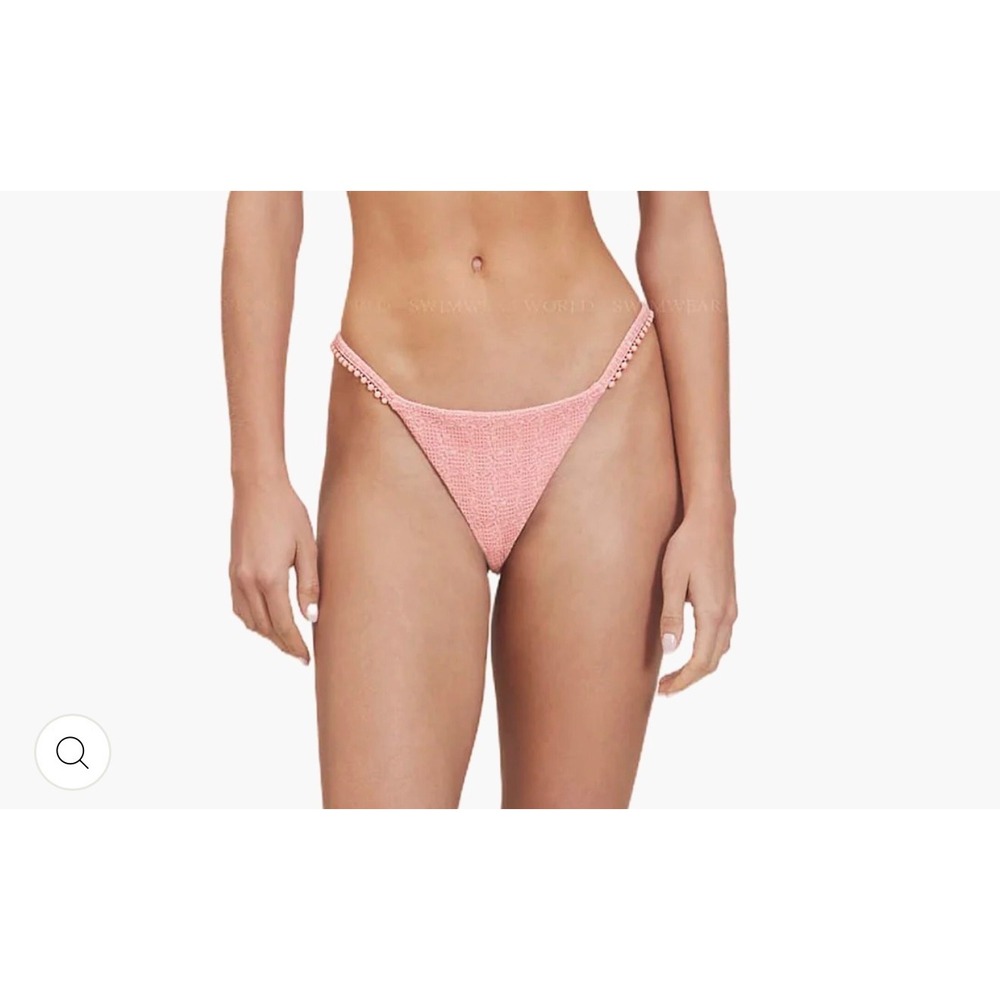 Devon Windsor Diane Bikini Bottom Pink Tweed Bead Trim High Leg L NEW